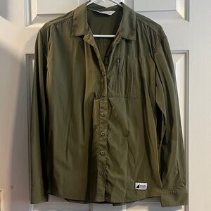 MEC Green Button-Up Shirt with Zip Chest Pocket, UPF+